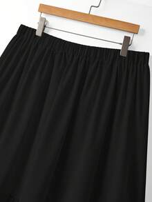 GlowEve CURVE Plus Size Elegant Solid Color Skirt, Summer Fall - Black - View 8