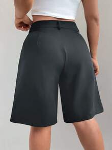 Ceyna Pantalones cortos versátiles y elegantes para el verano, talla grande - Gris - Ver 2