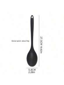 7 piezas Juego de cocina de silicona para el hogar: Espátula, Cucharón, Espátula ranurada, Espátula para freír, Cuchara para pasta, Espátula para ensalada, Espátula para miel, Negro - Negro - Ver 6