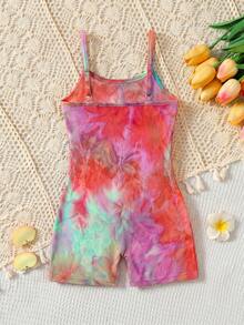 Young Girl Casual Daily Street Tie-Dye Jumpsuit - Multicolor - View 2