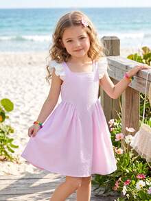 Emery Rose Kids Emery Rose Kids Vestido de punto con cuello cuadrado, volantes en el bajo y bloques de color tejidos para niña - Multicolor - Ver 5