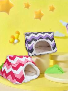 1PC Polyester Padded Warm Small Animal Nest Soft Cozy Comfortable Fluffy Pet Bed For Hamsters Sugar Gliders Squirrels Parrots Small Pets Indoor Cage Home Pet Supplies Daily Use Essentials - Multicolor - View 3