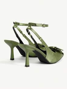 CUCCOO CHICEST Damenschuhe mit doppelter dreidimensionaler Schleife, spitzer Zehenpartie, Knöchelriemen, Stiletto-Absatz, elegant, romantisch, süß, grün, High-Heel-Schuhe für Dates, Nachmittagstee und Pendeln - Grün - Übersicht 12