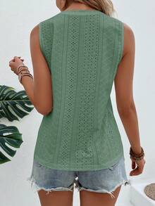 EMERY ROSE Women's Solid Color Minimalist Sleeveless Tank Top - Green - View 2