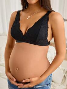 Moonlight&Mama Women's Black Lace Detachable Nursing Bra - Black - View 4