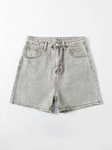 Rivivi Shorts di jeans casual e versatili da donna con tasche - Grigio Chiaro - Visualizzare 2