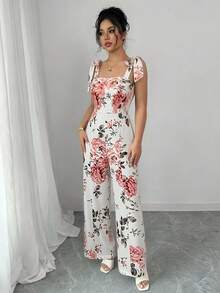 SHEIN Raffinéa Mono de mujer con estampado blanco y negro de moda, primavera/verano - Blanco - Ver 6