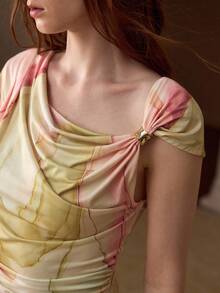MOTF PREMIUM ALL OVER PRINT RUCHED T-SHIRT - Multicolor - View 2