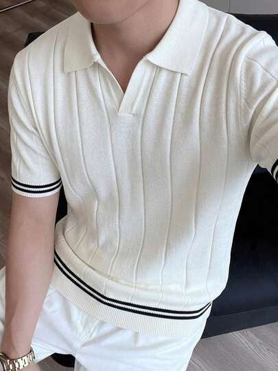Manfinity Homme 男士休闲百搭通勤撞色针织短袖上衣