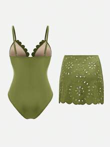 Swim Oasis 26SS 春夏度假沙滩成熟优雅波西米亚风配套半身泳衣套装 - 綠色 - 查看 2