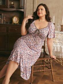 Côtesoire Robe de nuit longue en tricot, fleurs romantiques élégantes, confortable, grande taille - Multicolore - Voir 6