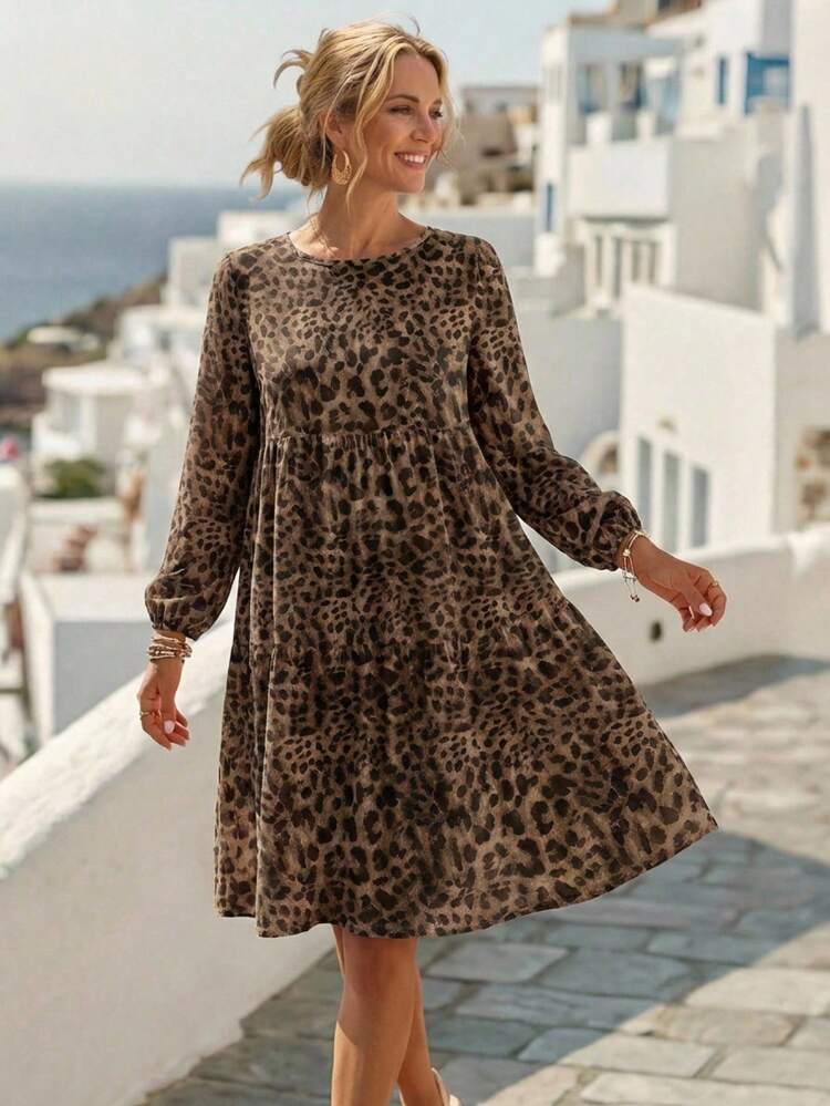 Women's Printed V-Neck Bell Sleeve Dress, Suitable For Spring And Summer Vacation Wear. The Style Is Elegant And Appropriate, Suitable For Retro Style, Back-To-School, Vacation And Other Occasions. It Can Also Be Used As A Casual Dress, Autumn Women's Wear, Teacher's Dress, Printed Dress, Summer Dress, Long-Sleeved Summer Dress, Bohemian Style Summer Dress And Resort Dress.
