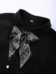 Franclia Camicia a maniche corte blu navy casual/da ufficio, estiva, per taglie comode - nero - Visualizzare 4