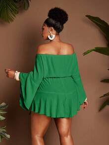 Maweii Women's Plus Size Off-The-Shoulder Sexy Vacation Jumpsuit - Green - View 6