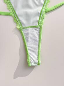 PetitDoll 3pcs/Set Women Lace Patchwork Bowknot Floral Pattern Thong Panties - Multicolor - View 8