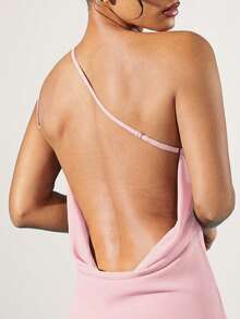 Hauture Women's Solid Chiffon Open Back Dress - Pink - View 3