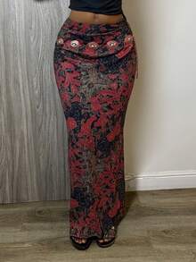StreetHx Women's Retro Millennium Floral Print Long Skirt - Multicolor - View 3