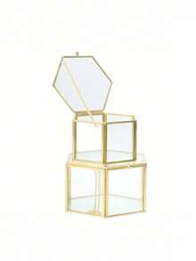 Zazumi Hộp trang sức thủy tinh hình lục giác, hộp trang sức hình nhà hoa, nhẫn kim cương lấp lánh, nhà hoa trang trí nhà cửa, nhà hoa trồng cây. - Nhiều màu - Xem 6