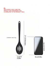 7 piezas Juego de cocina de silicona para el hogar: Espátula, Cucharón, Espátula ranurada, Espátula para freír, Cuchara para pasta, Espátula para ensalada, Espátula para miel, Negro - Negro - Ver 2
