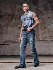 Skyrend Men's Casual Denim Jeans, Minimalist Fashion For Everyday Wear Going Out College Street Hang Out Disco - Light Wash - View 3