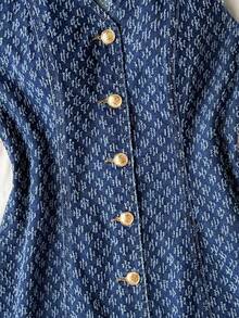 Comfortcana 女士单排扣V领无袖休闲牛仔连衣裙 - 深色水洗藍 - 查看 5