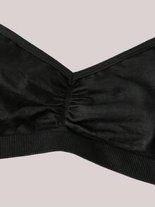 Veilyse Áo ngực có nếp gấp màu đồng nhất - màu đen - Xem 3
