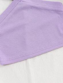 SHEIN Bộ 2 món cho bé gái: Áo dệt kim không tay màu trơn và quần short họa tiết da báo. - màu đen - Xem 9