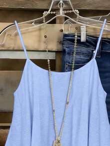 EMERY ROSE Plus-Size Woven Sexy Vacation Casual Summer Halter Tops And Vests - Blue - View 3