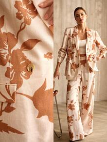 MOTF PREMIUM WOMEN'S LINEN BLEND FLORAL PRINT BLAZER - Multicolor - View 1