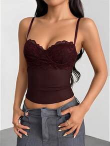 SHEIN PETITE 酒紅色夏季優雅性感時尚夜店風新款秋冬棕色紮染印花派對長袖修身洋裝，約會之夜，秋季女款洋裝，適合嬌小女性 - 紫紅色 - 查看 4