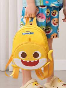 BABY SHARK X SHEIN 1. Ba lô mini hình hoạt hình dễ thương, dây đeo vai có thể điều chỉnh độ dài, thích hợp cho các chuyến đi chơi, đi làm, v.v., hình cá mập con, cá mập dễ thương, đại dương. - Màu vàng - Xem 2