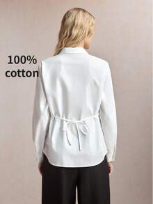 Camisa de manga larga para mujer con botones en los hombros, estilo clásico vintage de los 90, romántica, adecuada para ir al trabajo, oficina, uso diario casual, - Blanco y Negro - Ver 10