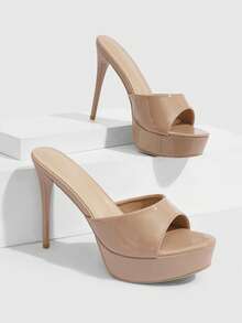 CUCCOO SZL Tacones altos para mujer, nuevos con punta abierta y punta redonda de moda con temperamento sexy, sandalias versátiles de estilo europeo y americano en color albaricoque - Albaricoque 17 - Ver 4
