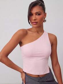 Hauture Top con diseño asimétrico y espalda descubierta con lazo - Rosa Pálido - Ver 4