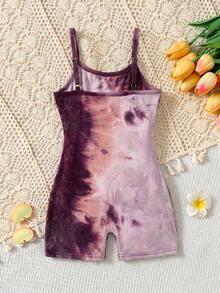 Bộ áo liền quần nhuộm màu tie-dye phong cách thường ngày cho bé gái, kiểu dáng giản dị dạo phố. - Nhiều màu - Xem 2
