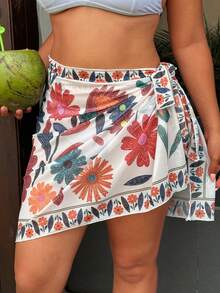 SHEIN Swim 2026 Plus Size Cross-Border New Model Printed Elegant Vacation-Style Women's Swimwear Beach Towel Gym Summer - Multicolor - View 6