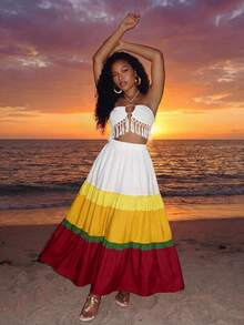 VaVaBold Women's Pleated Elastic Waist Casual Versatile Daily Wear Skirt - Multicolor - View 3