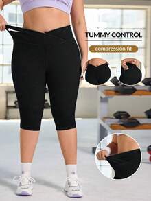 SHEIN FlexDen Plus Size Women's Casual Stretch 7/8 Length Skinny Denim Jeans - Black - View 2