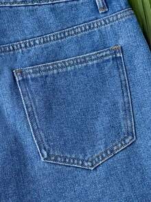 Amplova Quần short nữ mùa hè, viền tua rua, thêu họa tiết. - Rửa trung bình - Xem 4