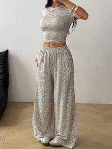 SHEIN EZwear 豹纹针织休闲装 - 彩色 - 查看 6