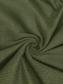 SHEIN Maternity Solid Color Round Neck Short Sleeve Nursing Top - Army Green - View 5