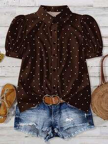 EMERY ROSE Camisa de talla grande con estampado de leopardo de estilo minimalista y casual - Multicolor - Ver 1