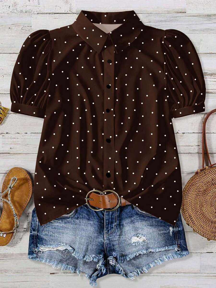 EMERY ROSE Camisa de talla grande con estampado de leopardo de estilo minimalista y casual - Multicolor - Ver 1