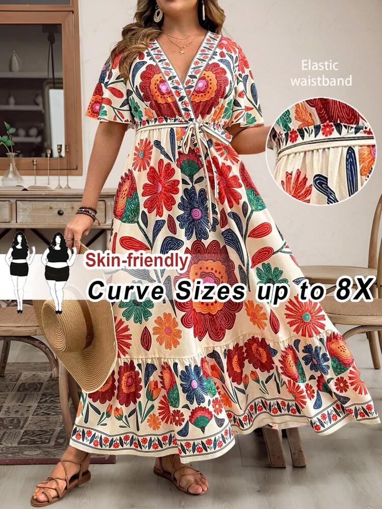women long flowy dresses Mide Maxi Dress with Long Flowy Sleeves in Deep Pink 2XL / Deep Pink