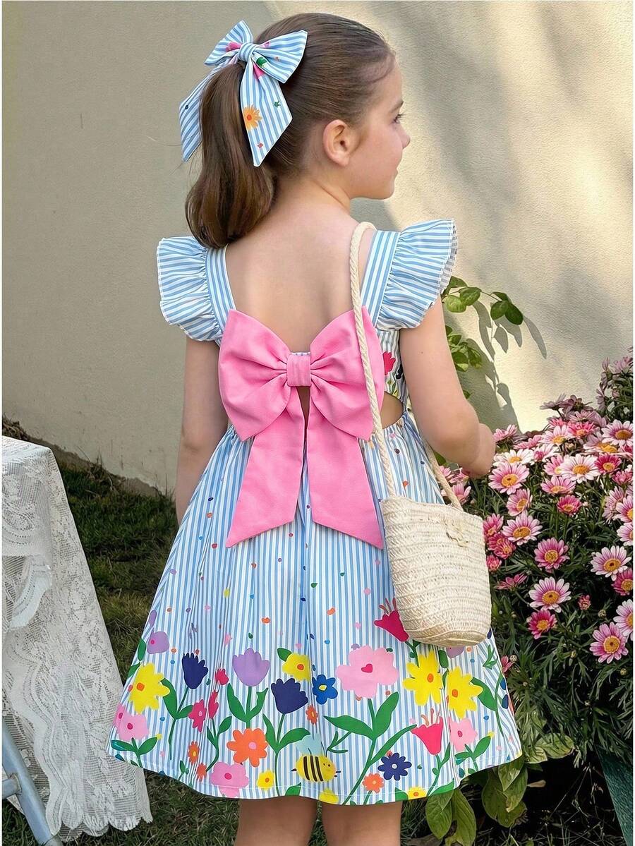 SHEIN 少女碎花吊带修身连衣裙 - 彩色 - 查看 1