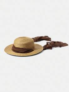 MOTF PREMIUM RIBBON DECORATIVE STRAW HAT - Khaki - View 6