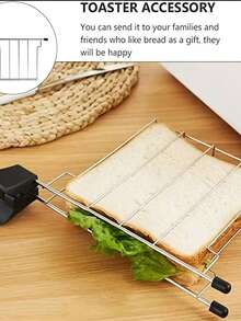 Haus Hana 1pc Stainless Steel Toaster Rack, Suitable For Toasting Bread In The Oven, A Sandwich Grill For Placing Bread, Bagels, Pastries, Croissants, Compatible With Most Toasters, Household Kitchen Accessory - Multicolor - View 2