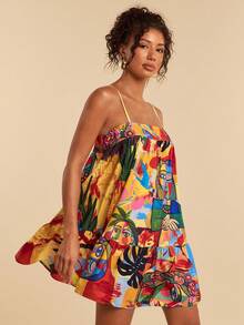 SHEIN TRVLCHIC Đầm ngắn không tay in hình trừu tượng phong cách thường ngày dành cho nữ, kiểu dáng đi nghỉ mát. - Nhiều màu - Xem 7