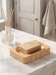 Zazumi 1Pc Natural Bamboo Soap Dish, Solid Bamboo With Slotted Drainage, Keeps Soap Dry And Neat, Ideal For Bathrooms, Kitchens, Perfect For Christmas, Valentine's & Wedding Decor. - multicolor - View 4