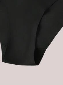Veilyse Quần lót nữ màu đen trơn họa tiết chữ thập, chất liệu vải co giãn vừa phải - màu đen - Xem 5